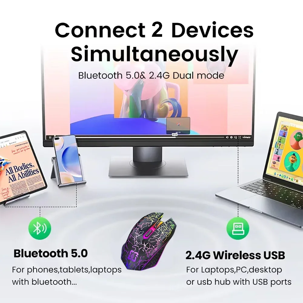 ماوس بلوتوث 5.2 RGB 2.4G ماوس  - مراجعة Pc Gaming Hp وسعره