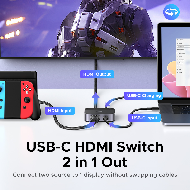 UGREEN HDMI USB C Switch 2 in  - مراجعة Pc Gaming Gigabyte وسعره